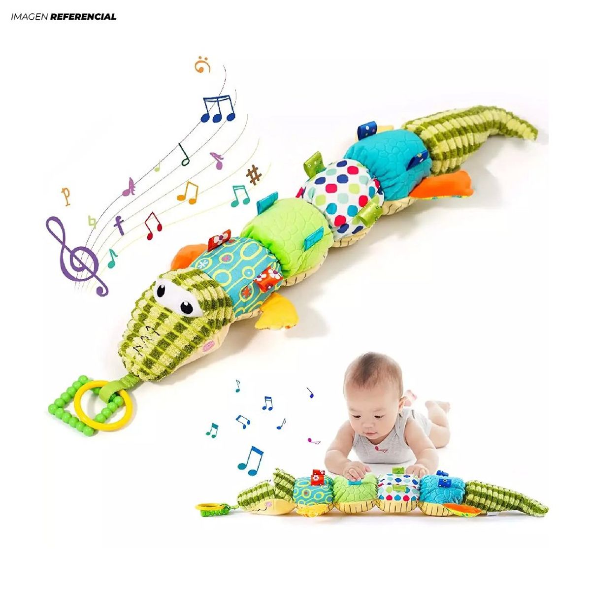 GENERICO - Cocodrilo Peluche Musical Con Texturas Para Bebé