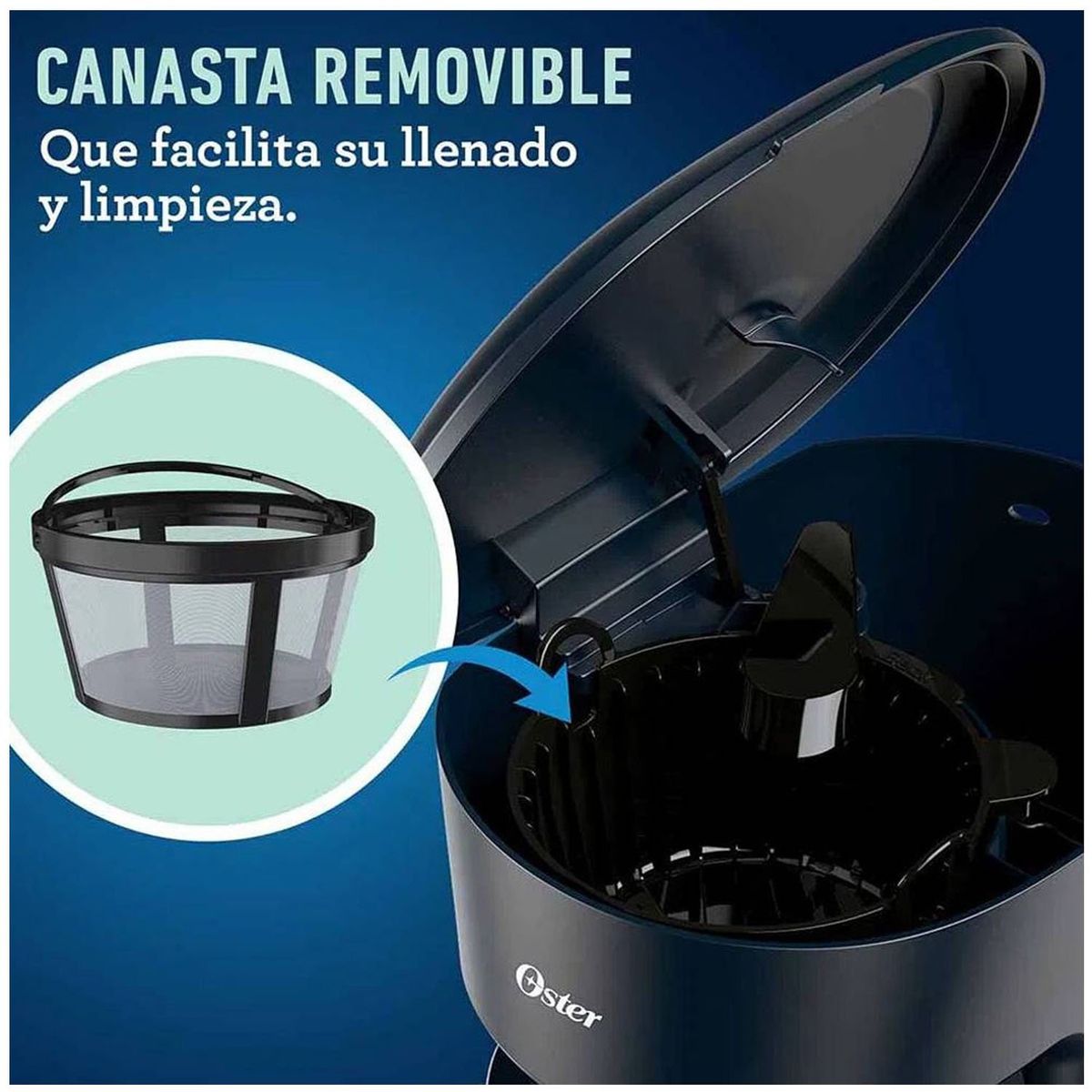 OSTER - Cafetera 12 Tazas Filtro Permanente BVSTDCS12B