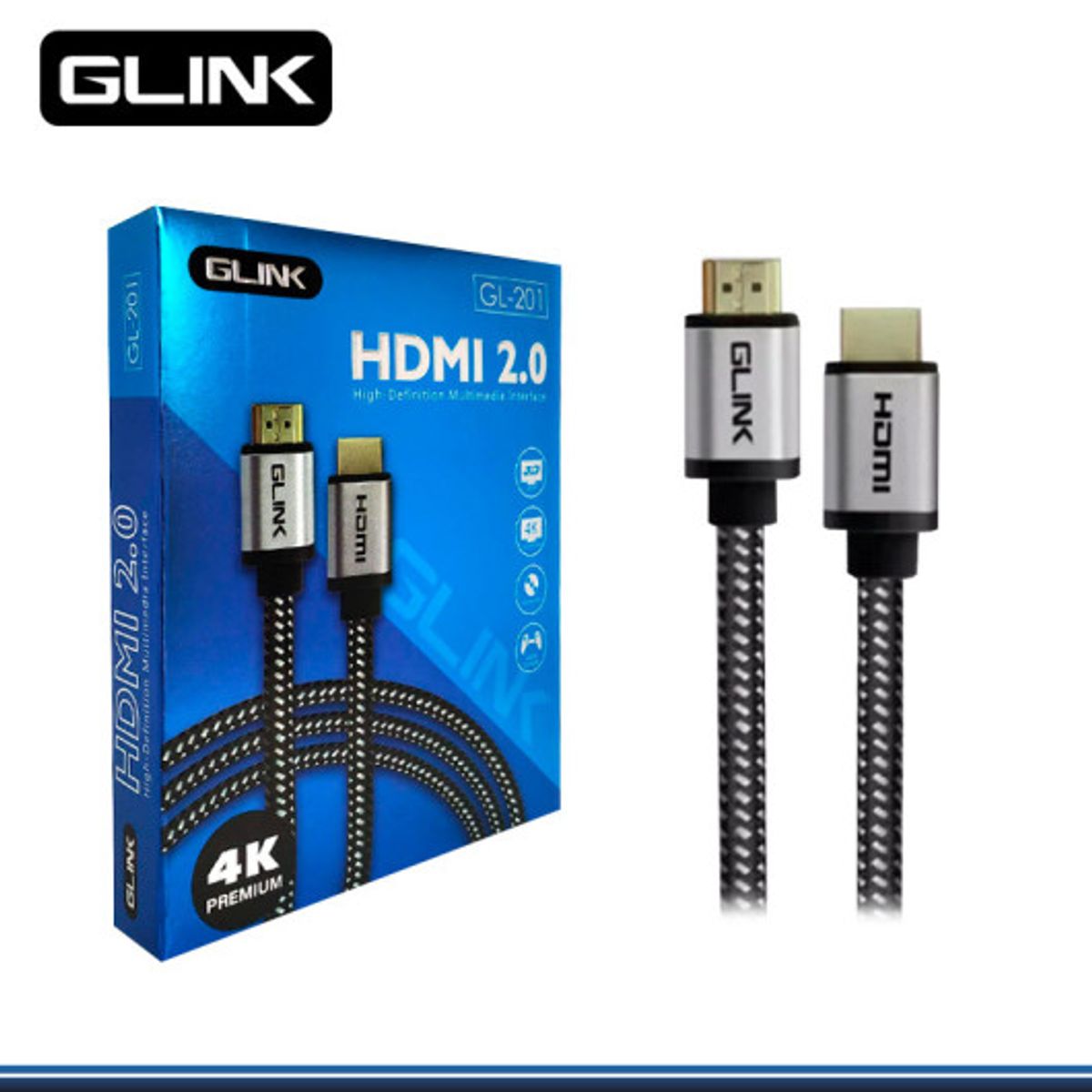 GLINT - Cable HDMI 2.0 4K Enmallado Glink de 3M