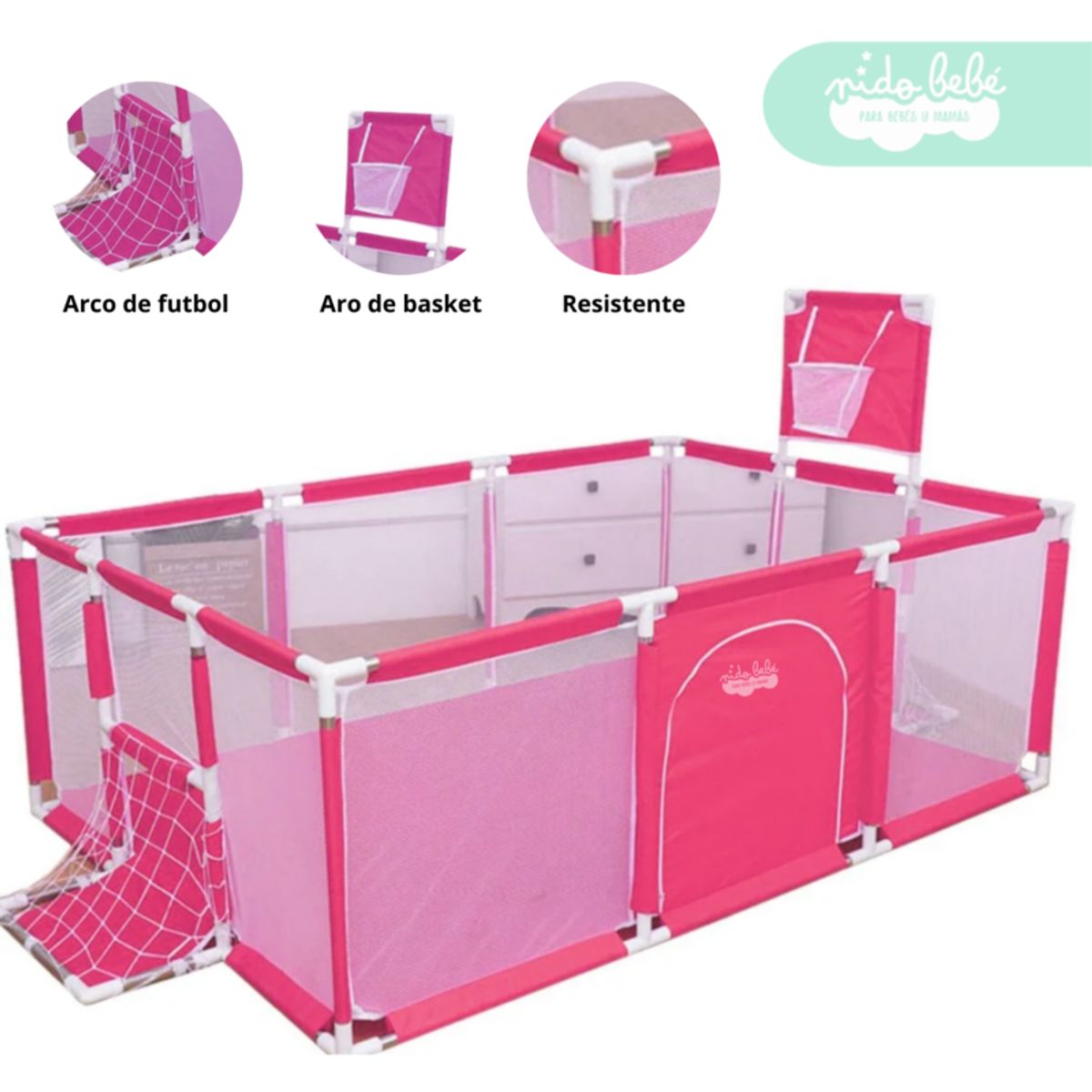 GENERICO - CORRALITO INFANTIL de tela didactico rosado