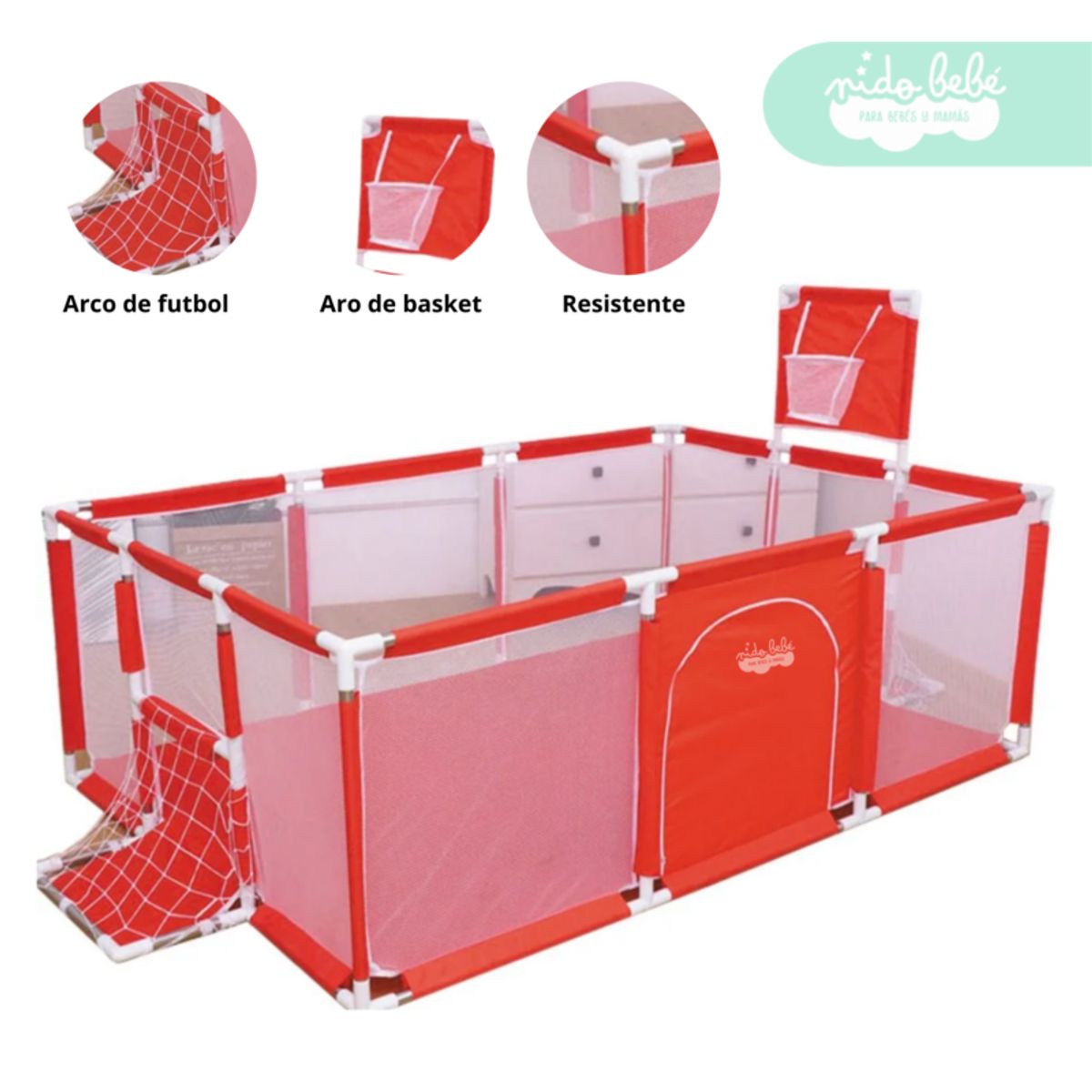 GENERICO - CORRALITO INFANTIL de tela didactico rojo