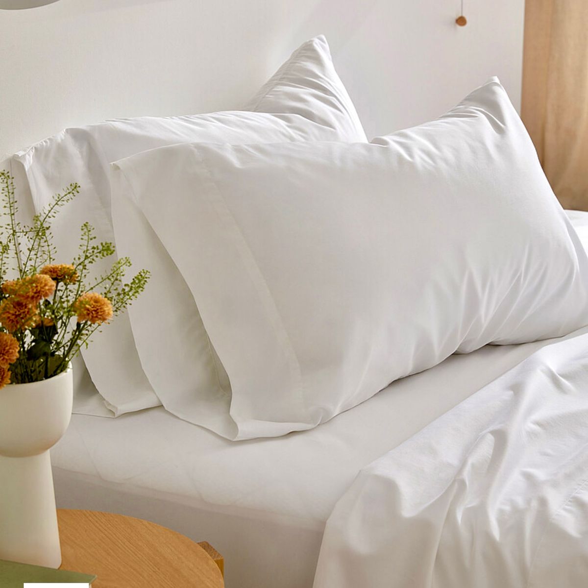 ISATEX HOME - Juego de Sábanas Lisas 100% Bambú 300 Hilos Blanco 2 plazas