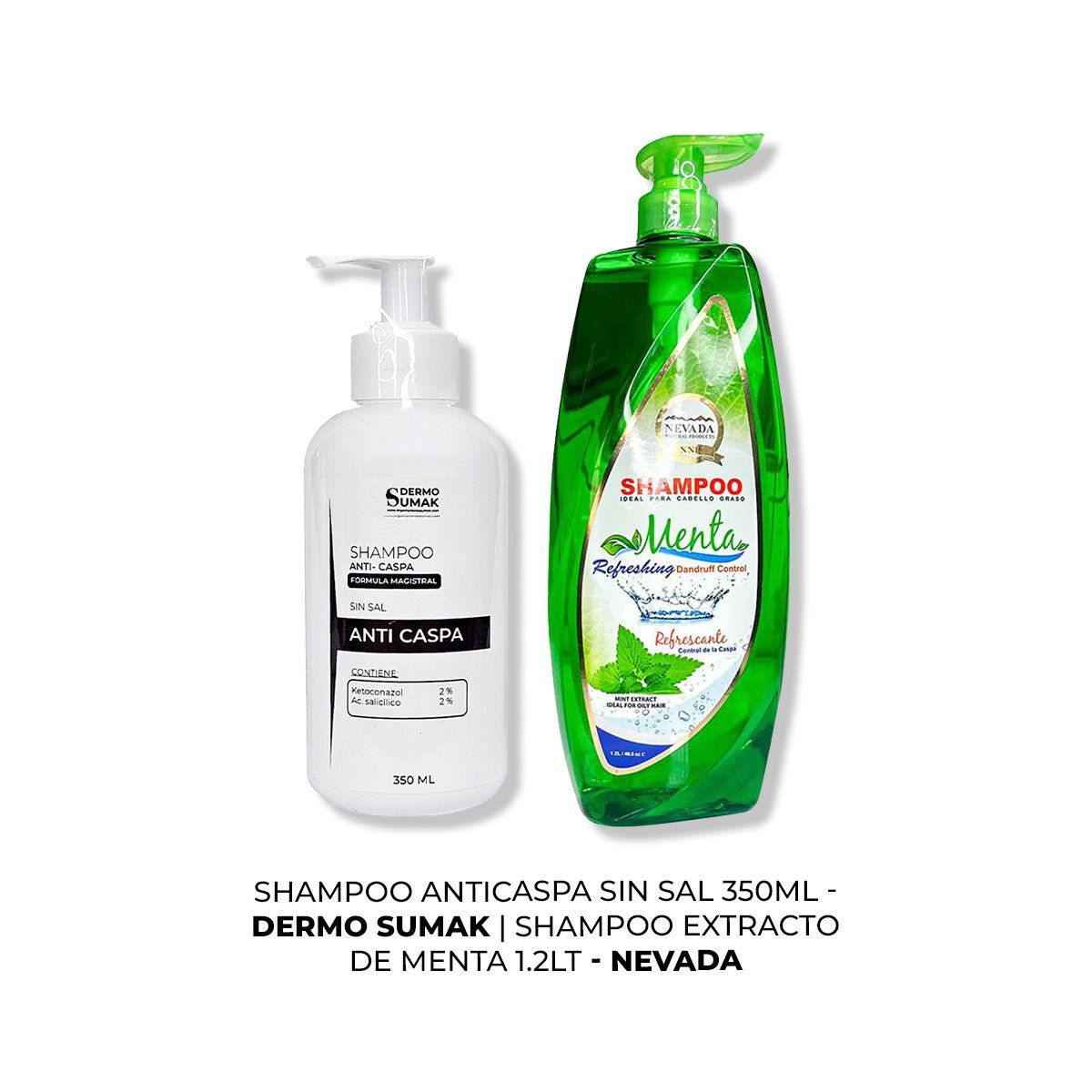 IMPORTADO MC - SHAMPOO ANTICASPA SIN SAL 350ML + SHAMPOO EXTRACTO DE MENTA 12LT