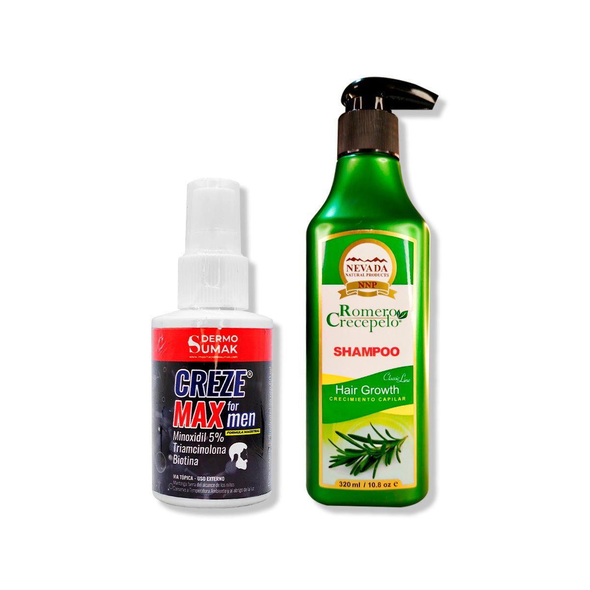 IMPORTADO MC - LOCIÓN CREZE MAX FORMEN 60ML + SHAMPOO ROMERO CRECEPELO 320ML
