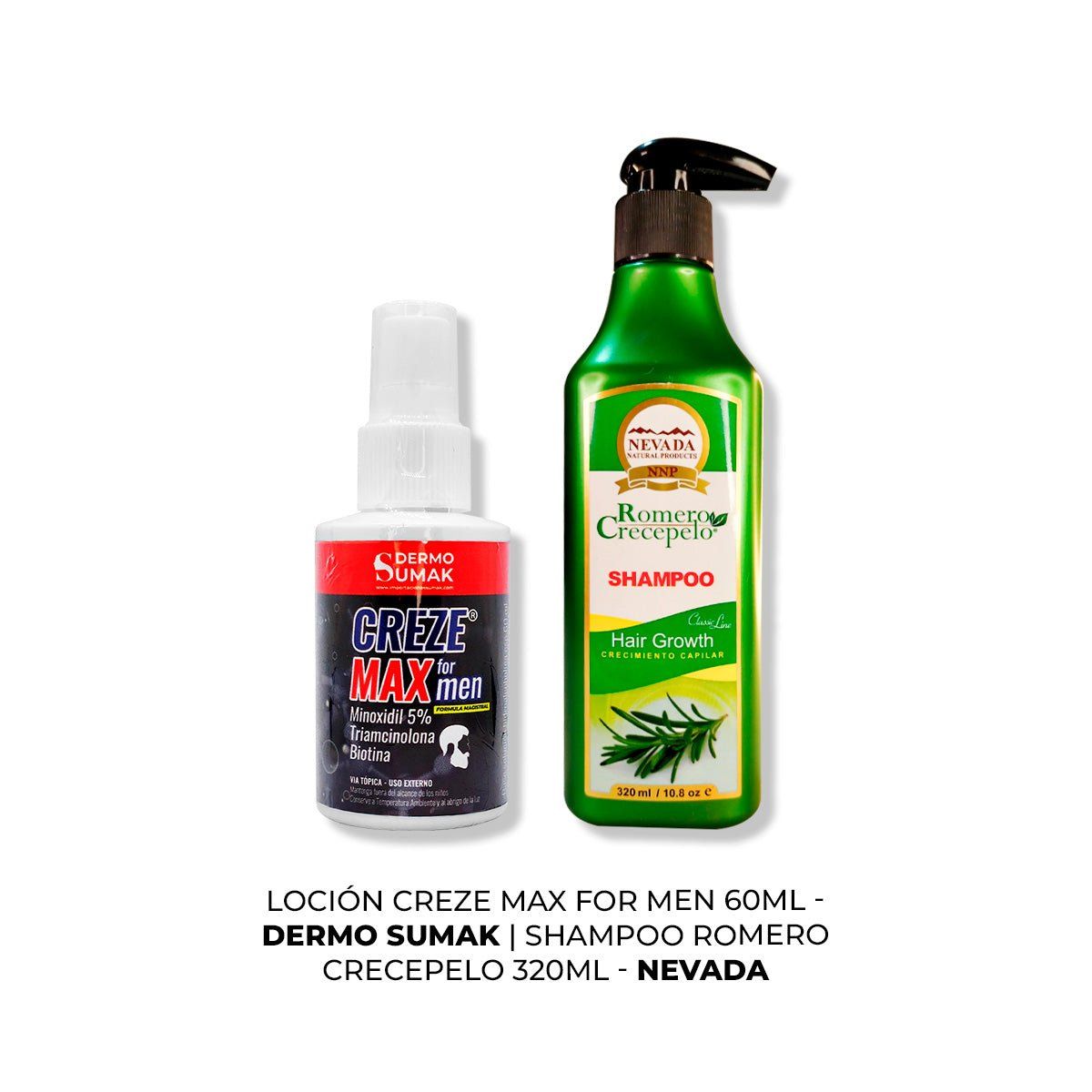 IMPORTADO MC - LOCIÓN CREZE MAX FORMEN 60ML + SHAMPOO ROMERO CRECEPELO 320ML