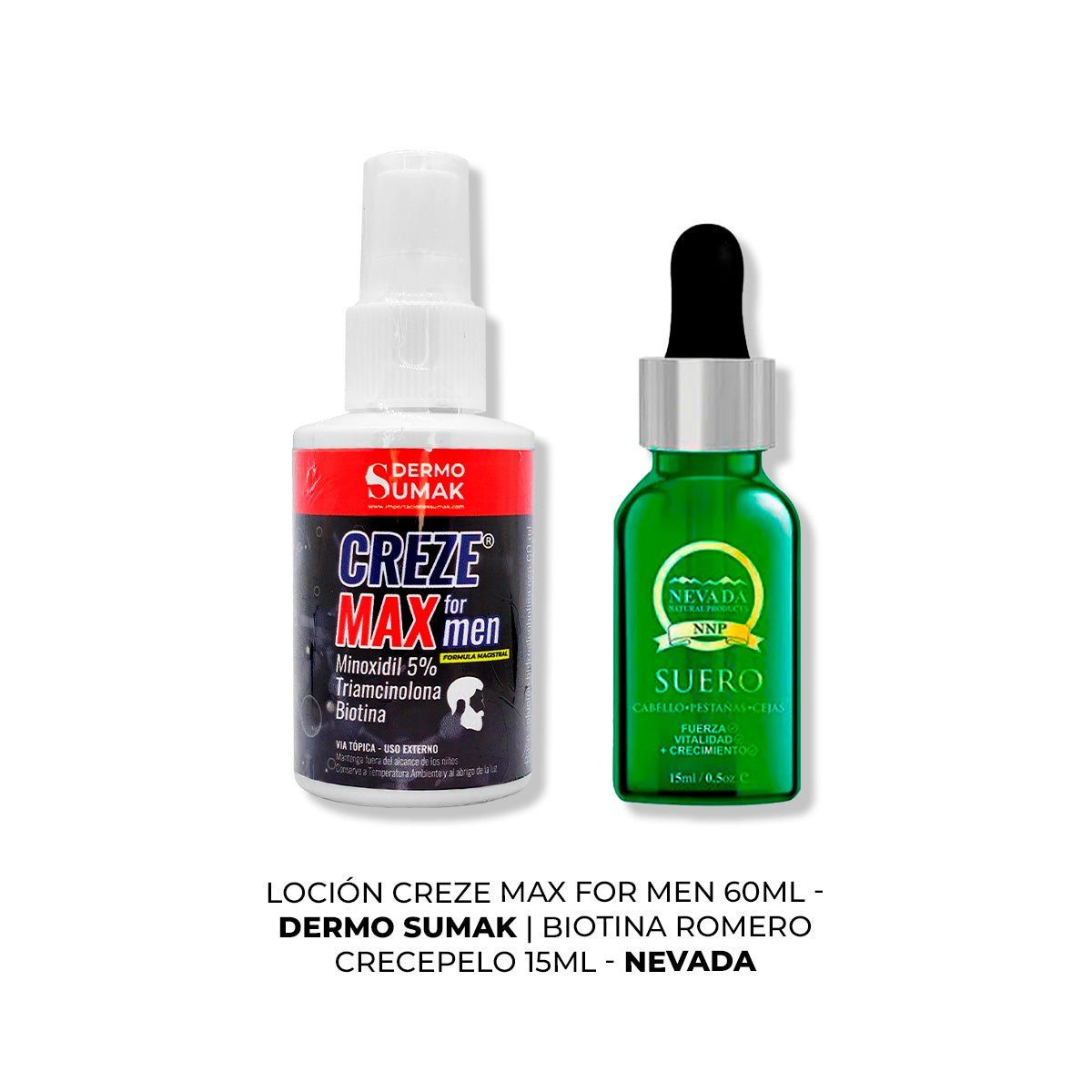 IMPORTADO MC - LOCIÓN CREZE MAX FORMEN 60ML + BIOTINA ROMERO CRECEPELO 15ML