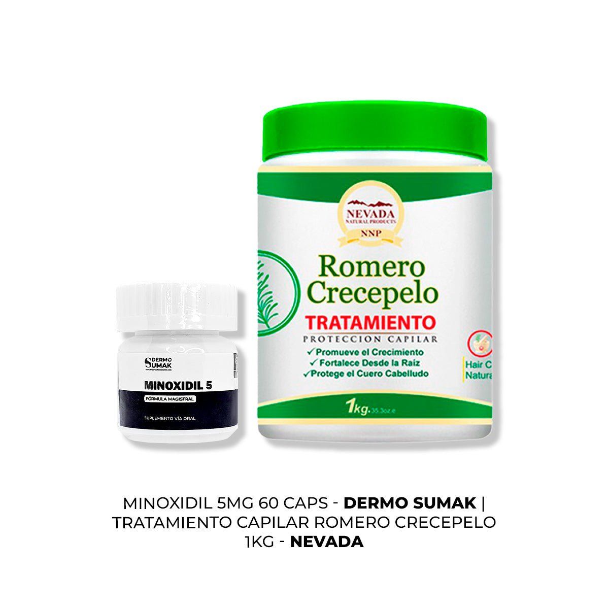 IMPORTADO MC - MINOXIDIL 5MG CAPS 60 + TRATAMIENTO CAPILAR ROMERO CRECEPELO 1KG