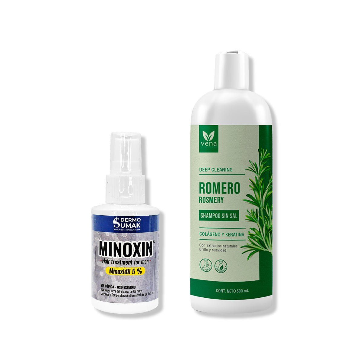 IMPORTADO MC - LOCIÓN MINOXIN 60ML + SHAMPOO ROMERO VENA 500ML