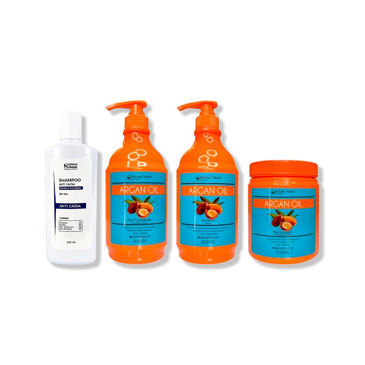 IMPORTADO MC - SHAMPOO ANTICAIDA SIN SAL 250ML + PACK 3 ACEITE DE ARGÁN 1LT CU