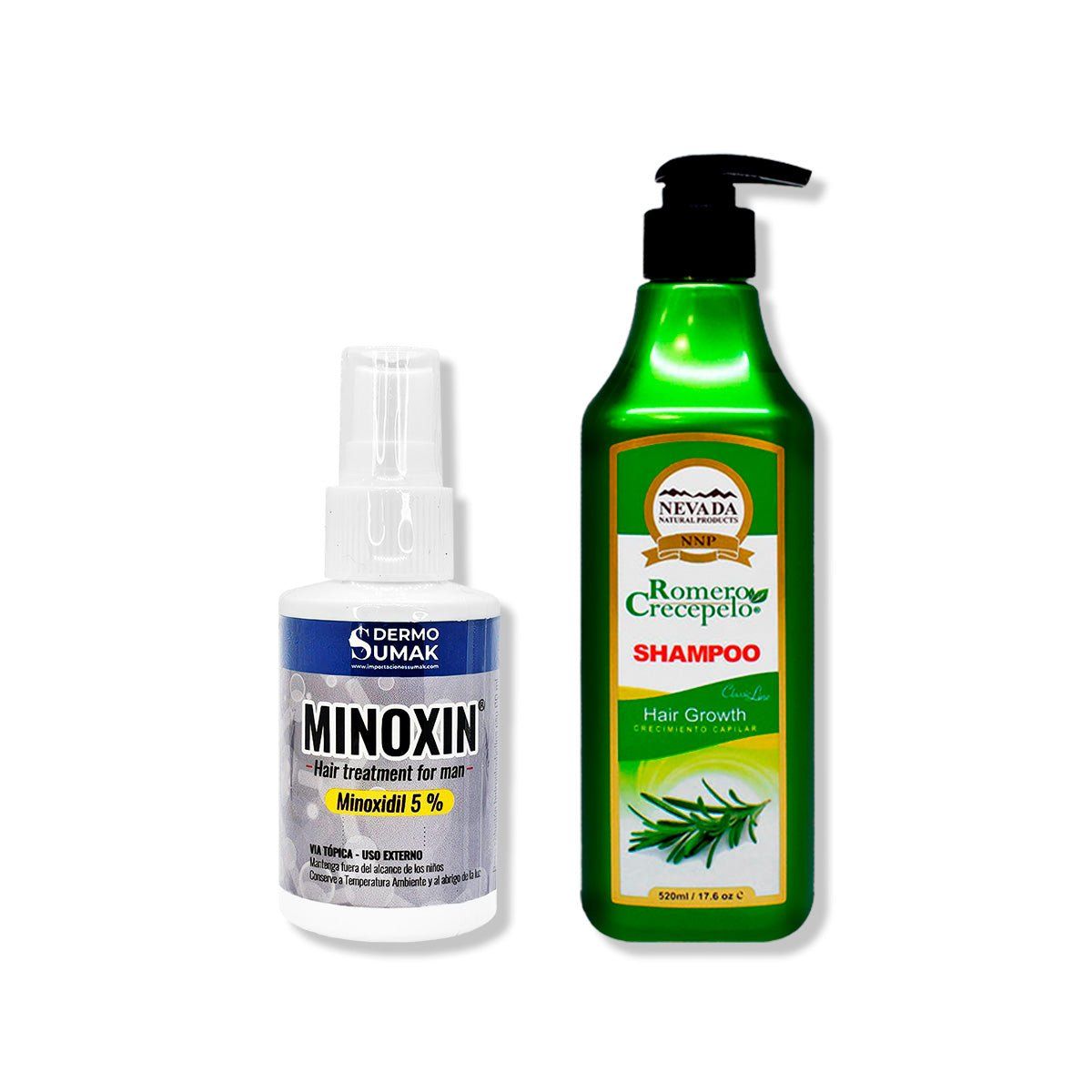 IMPORTADO MC - LOCIÓN MINOXIN 60ML + SHAMPOO ROMERO CRECEPELO 520ML