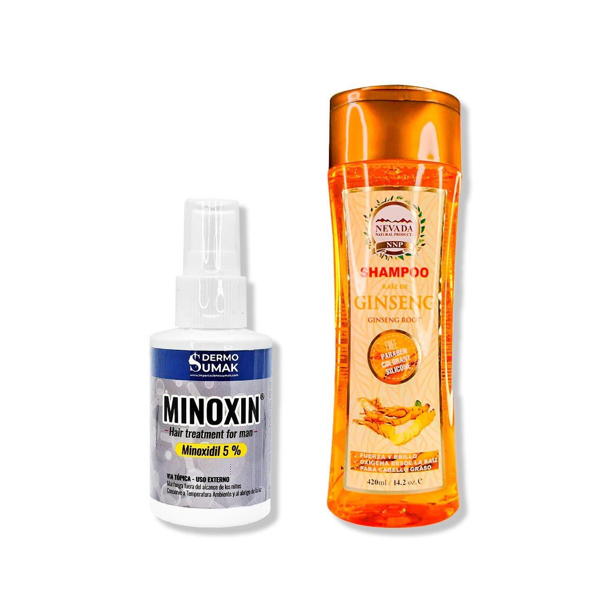IMPORTADO MC - LOCIÓN MINOXIN 60ML + SHAMPOO RAIZ DE GINSENG 420ML