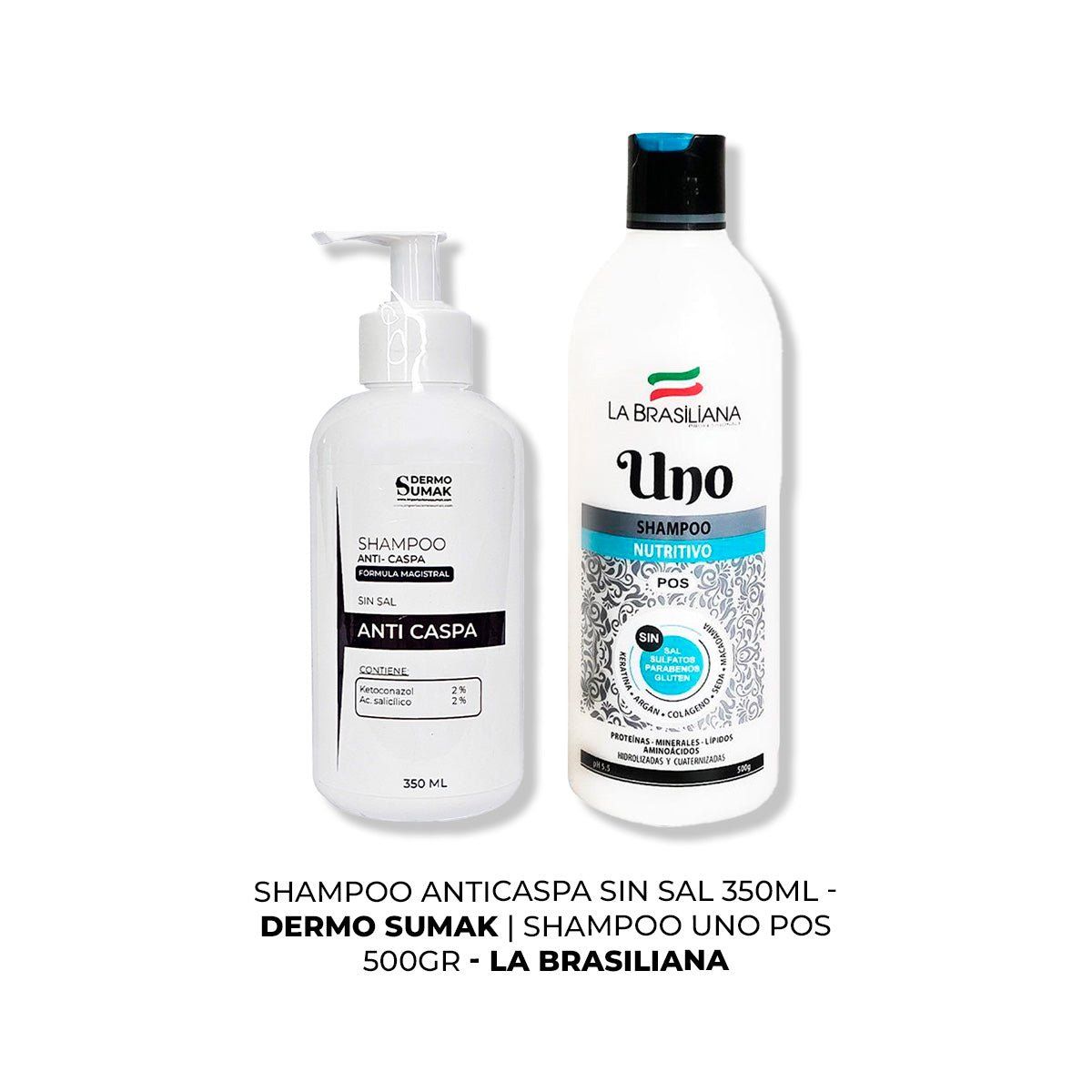 IMPORTADO MC - SHAMPOO ANTICASPA SIN SAL 350ML + SHAMPOO UNO 500GR
