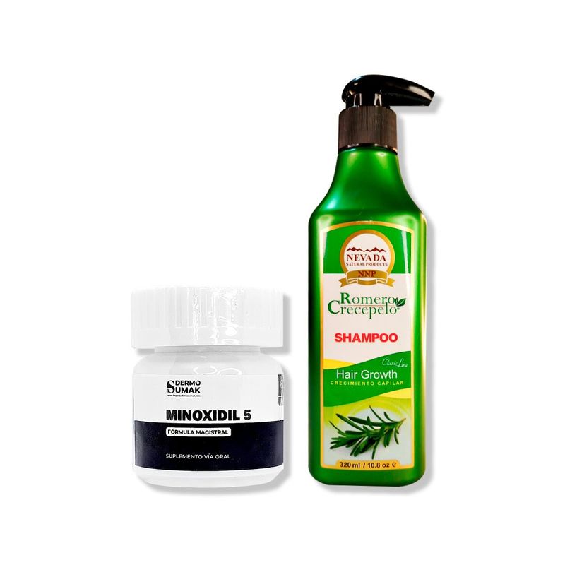 GENERICO - MINOXIDIL 5MG CAPS 60 + SHAMPOO ROMERO CRECEPELO 320ML