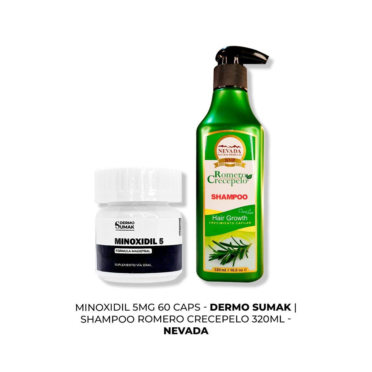 GENERICO - MINOXIDIL 5MG CAPS 60 + SHAMPOO ROMERO CRECEPELO 320ML