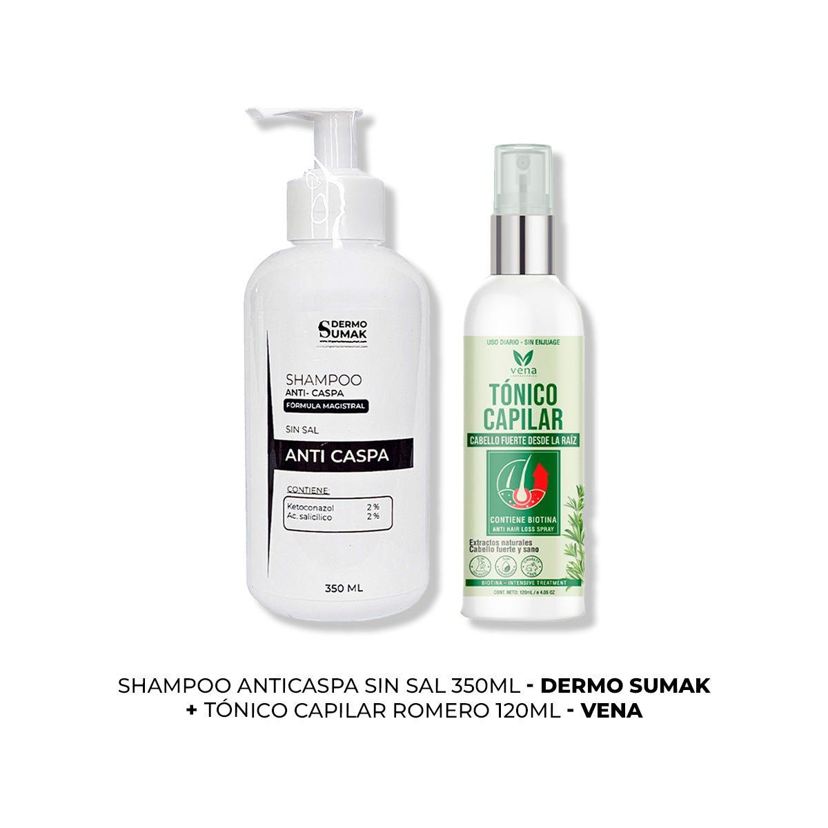 IMPORTADO MC - SHAMPOO ANTICASPA SIN SAL 350ML + TÓNICO CAPILAR ROMERO 120ML
