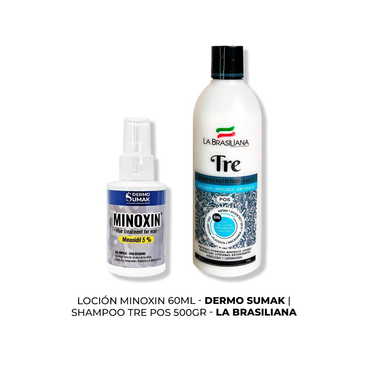 IMPORTADO MC - LOCIÓN MINOXIN 60ML + SHAMPOO TRE POS 500GR