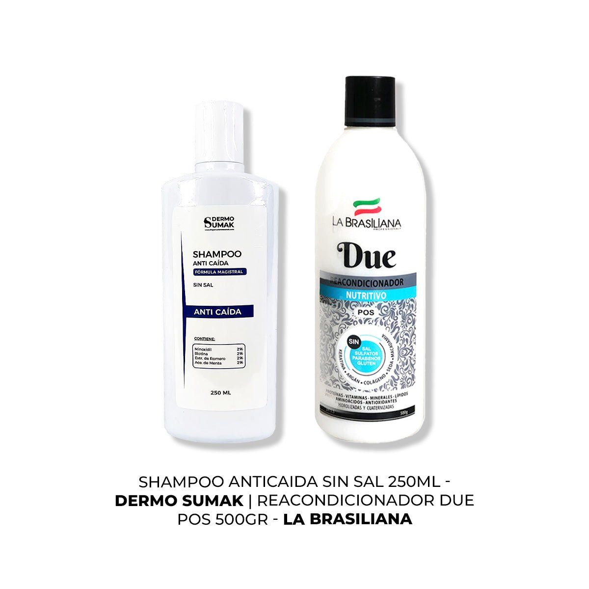 IMPORTADO MC - SHAMPOO ANTICAIDA SIN SAL 250ML + REACONDICIONADOR DUE 500GR