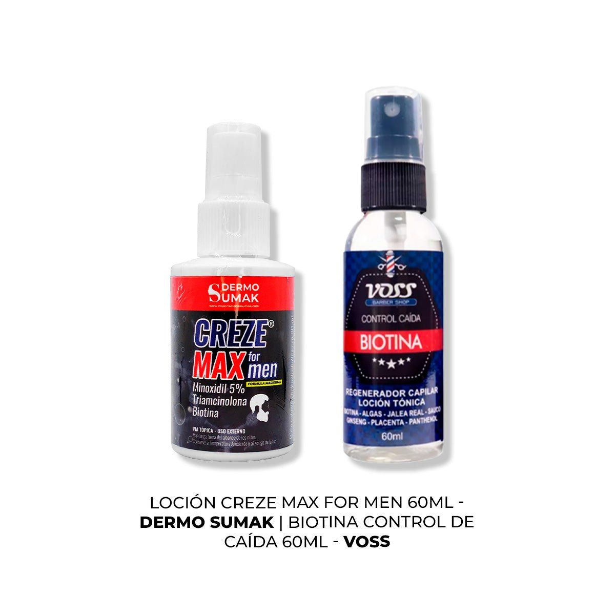 IMPORTADO MC - LOCIÓN CREZE MAX FORMEN 60ML + BIOTINA CONTROL DE CAIDA VOSS 60ML