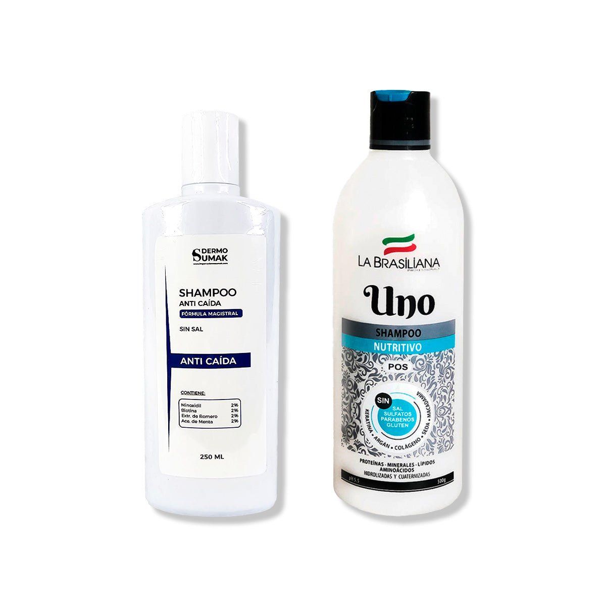 IMPORTADO MC - SHAMPOO ANTICAIDA SIN SAL 250ML + SHAMPOO UNO 500GR