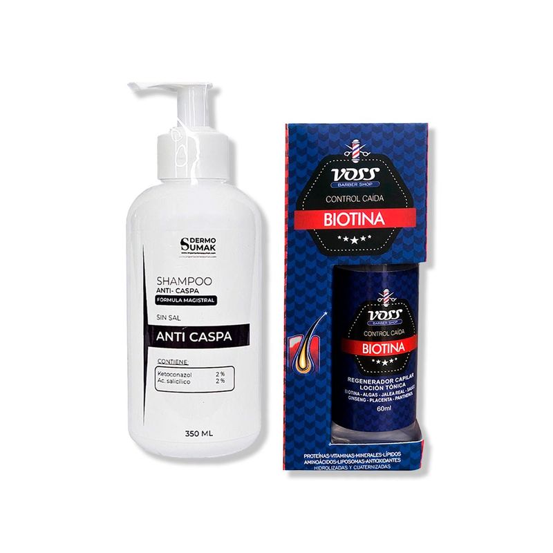 IMPORTADO MC - SHAMPOO ANTICASPA SIN SAL 350ML + BIOTINA CONTROL DE CAIDA 60ML