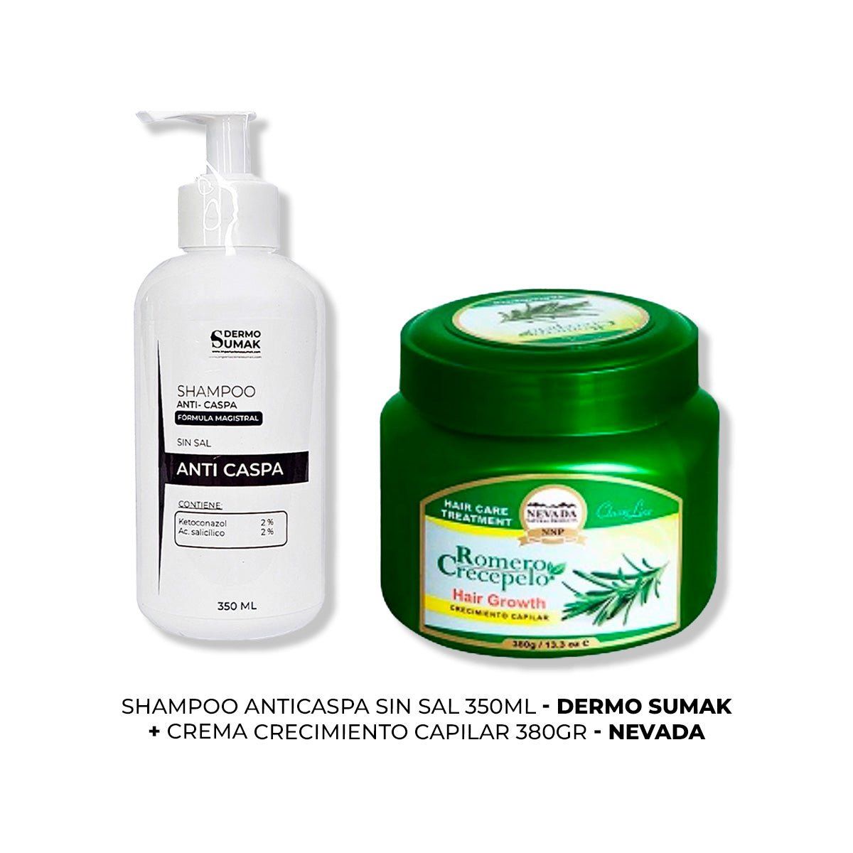 IMPORTADO MC - SHAMPOO ANTICASPA SIN SAL 350ML + CREMA CRECIMIENTO CAPILAR 380GR