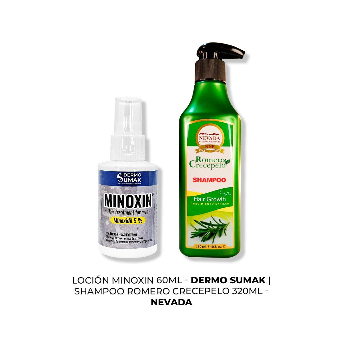 GENERICO - LOCIÓN MINOXIN 60ML + SHAMPOO ROMERO CRECEPELO 320ML