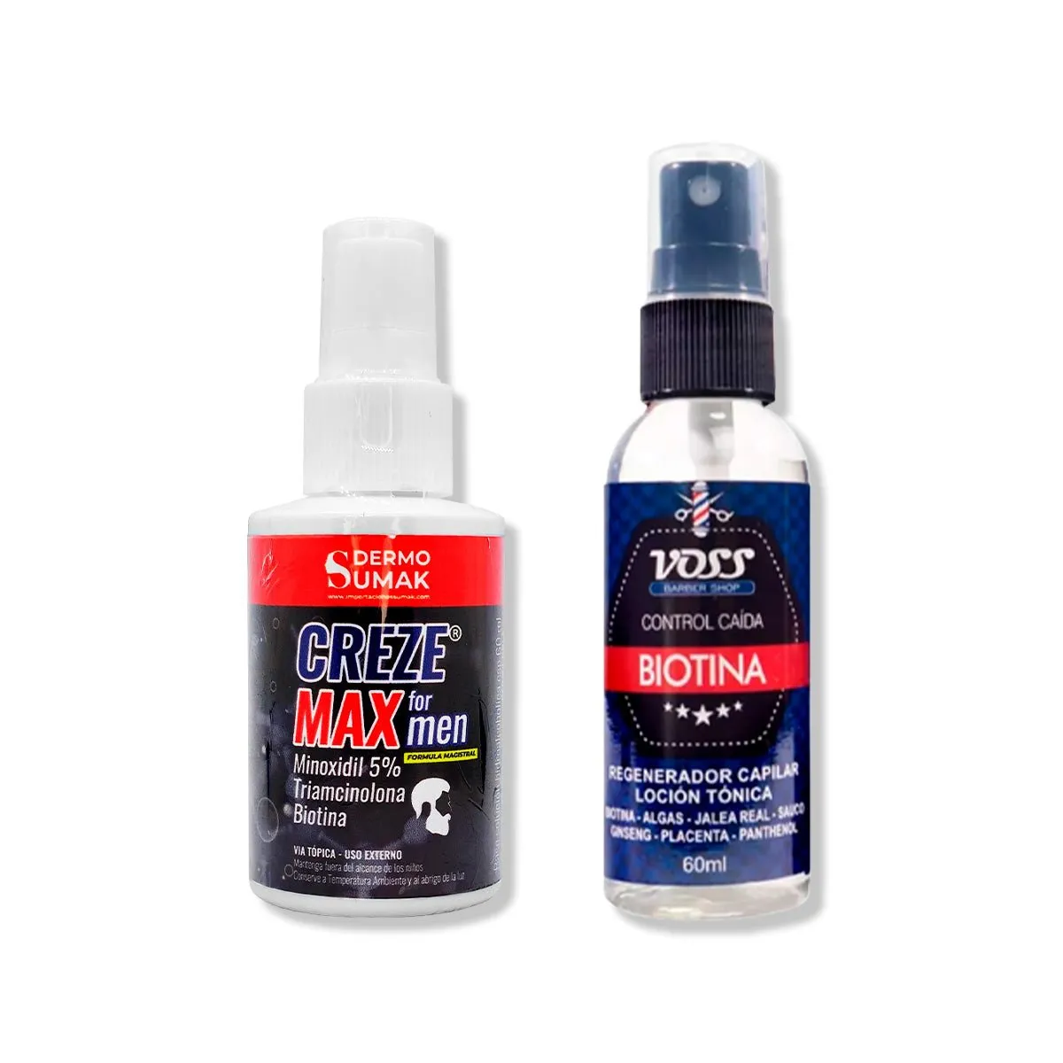 IMPORTADO MC - LOCIÓN CREZE MAX FORMEN 60ML + BIOTINA CONTROL DE CAIDA VOSS 60ML