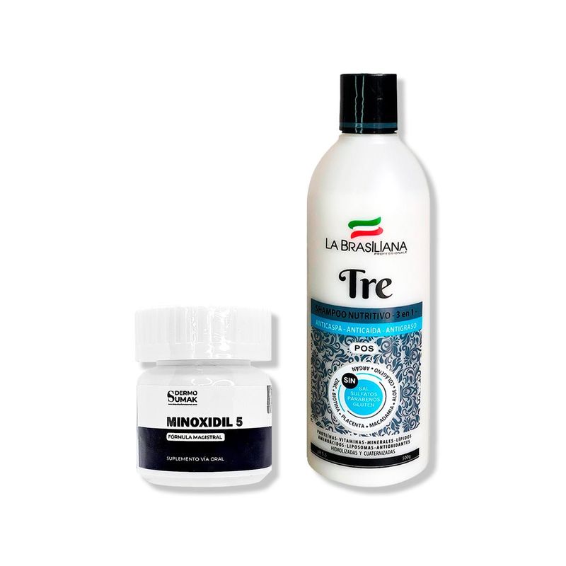 IMPORTADO MC - MINOXIDIL 5MG CAPS 60 + SHAMPOO TRE 500GR