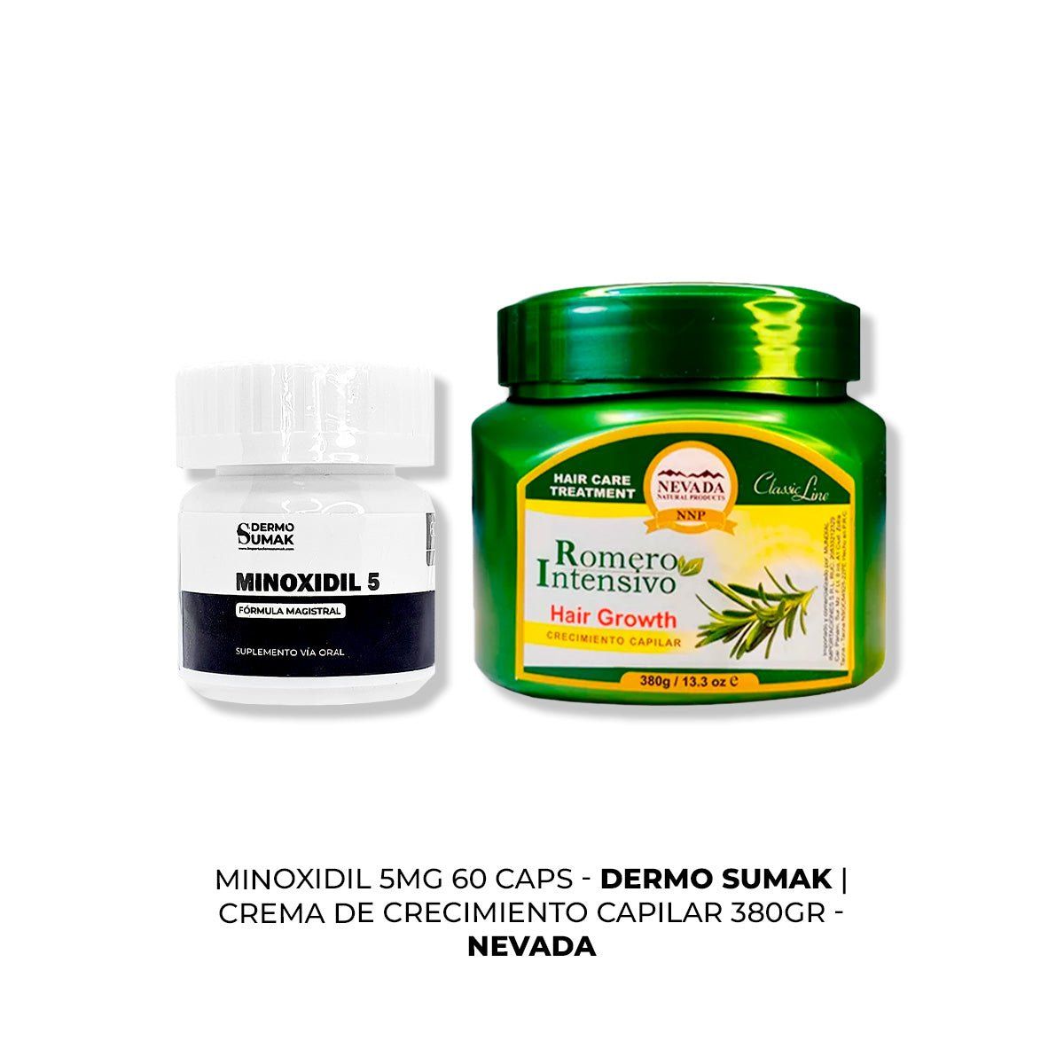 IMPORTADO MC - MINOXIDIL 5MG CAPS 60 + CREMA DE CRECIMIENTO CAPILAR 380GR