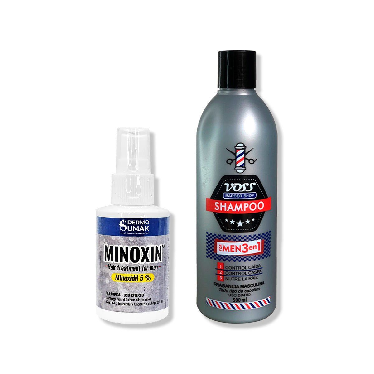 IMPORTADO MC - LOCIÓN MINOXIN 60ML + SHAMPOO VOSS 3 EN 1 FOR MEN 500ml
