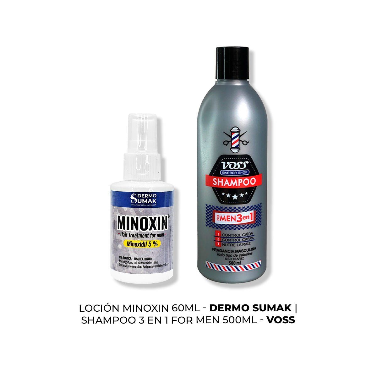 IMPORTADO MC - LOCIÓN MINOXIN 60ML + SHAMPOO VOSS 3 EN 1 FOR MEN 500ml
