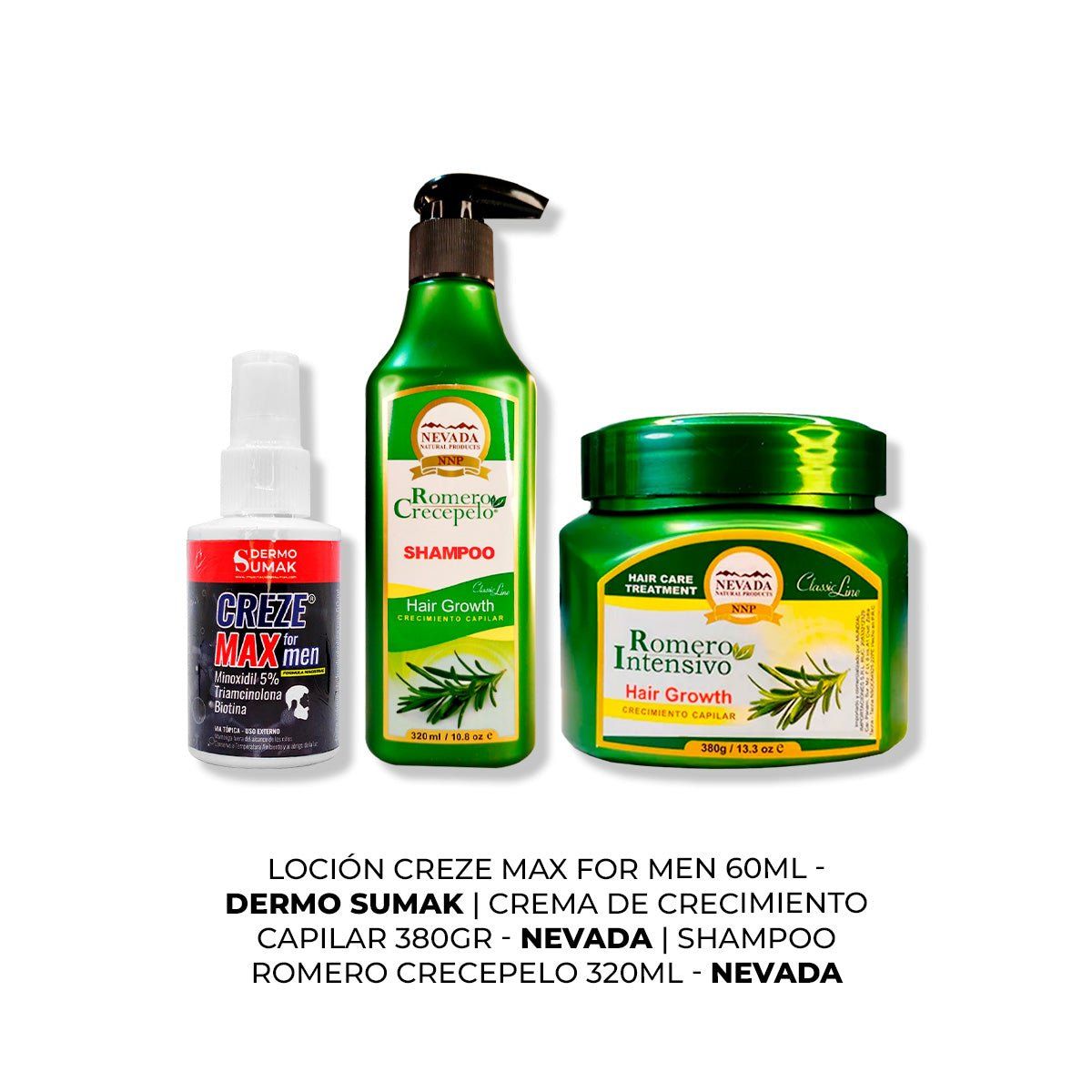 IMPORTADO MC - CREZE MAX FORMEN 60ML + SHAMPOO ROMERO 320ML + CREMA DE CRECIMIENTO