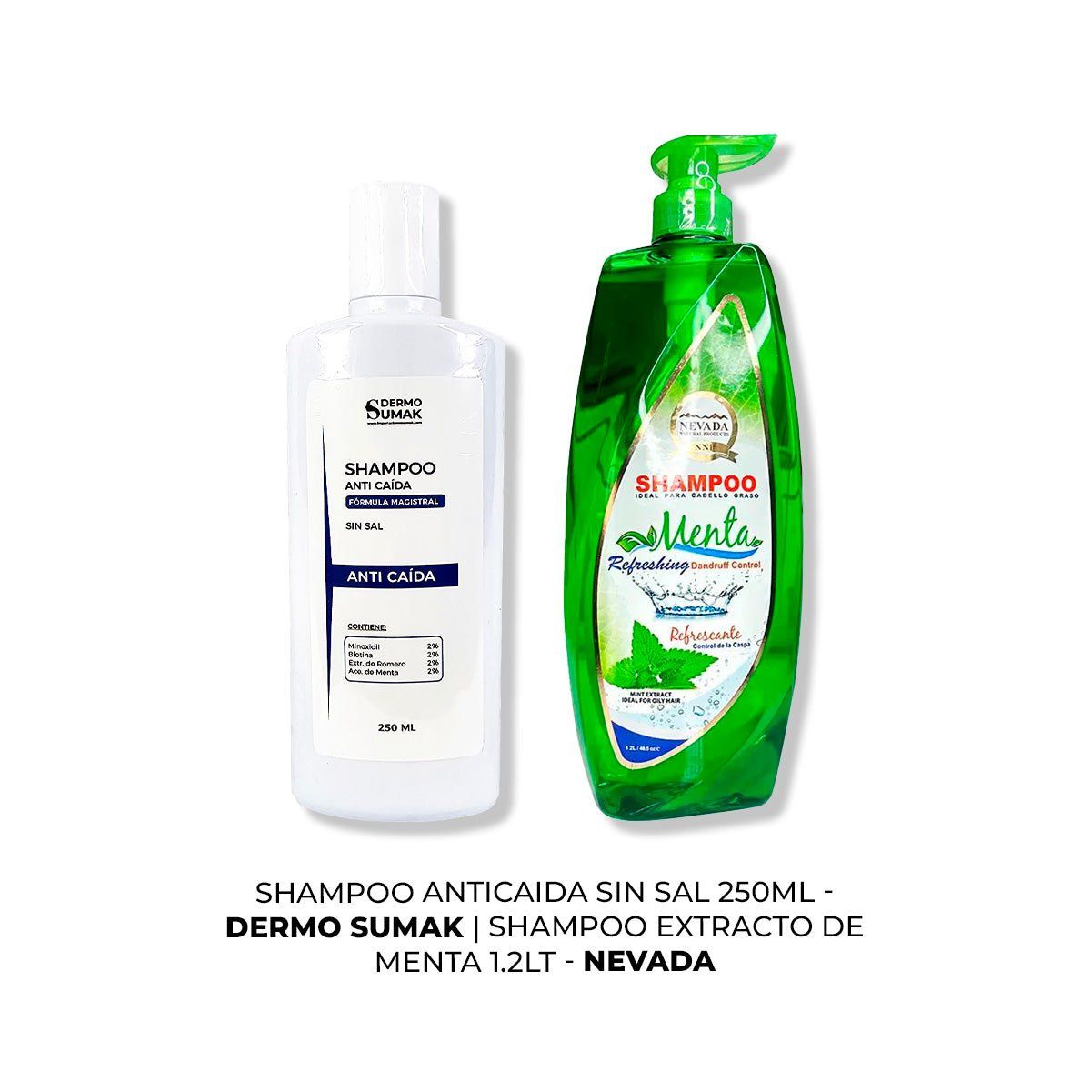 IMPORTADO MC - SHAMPOO ANTICAIDA SIN SAL 250ML + SHAMPOO EXTRACTO DE MENTA 12LT