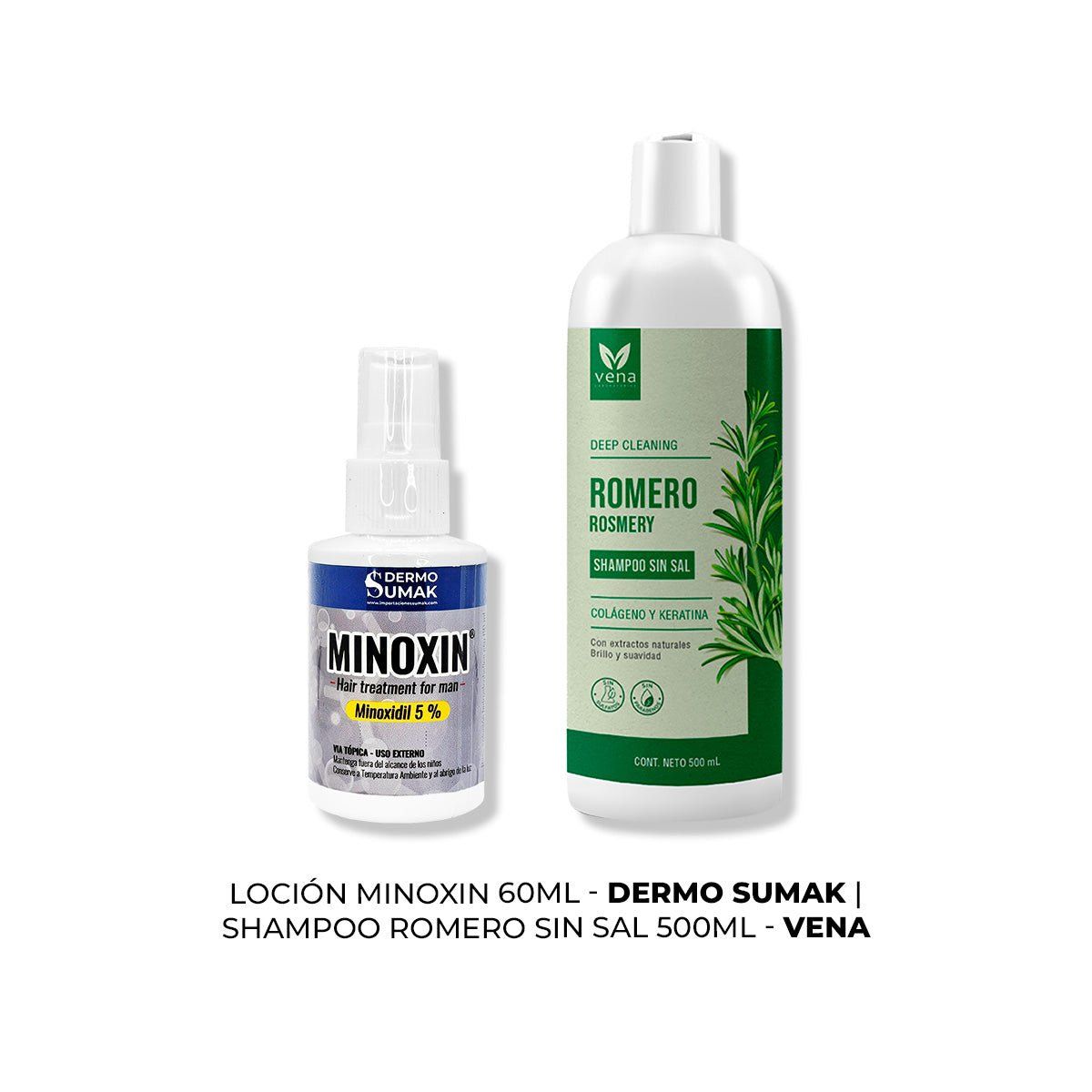 IMPORTADO MC - LOCIÓN MINOXIN 60ML + SHAMPOO ROMERO VENA 500ML