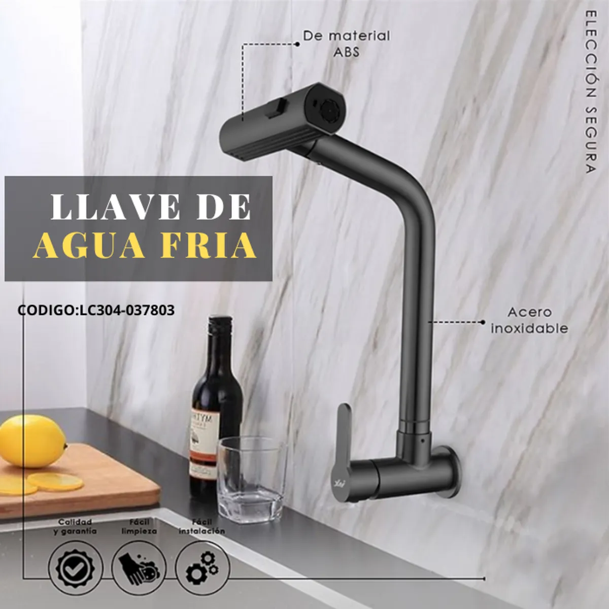 XM - LLAVE DE COCINA A LA PARED GRIS  LC304-037803