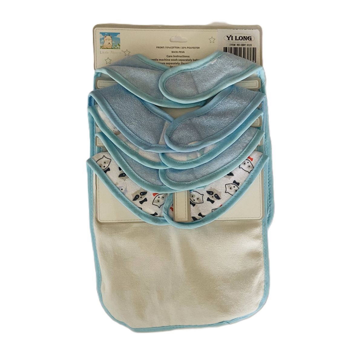 IMPORTADO MC - PACK 5 BABERO DE FELPA - ELEFANTE - CELESTE