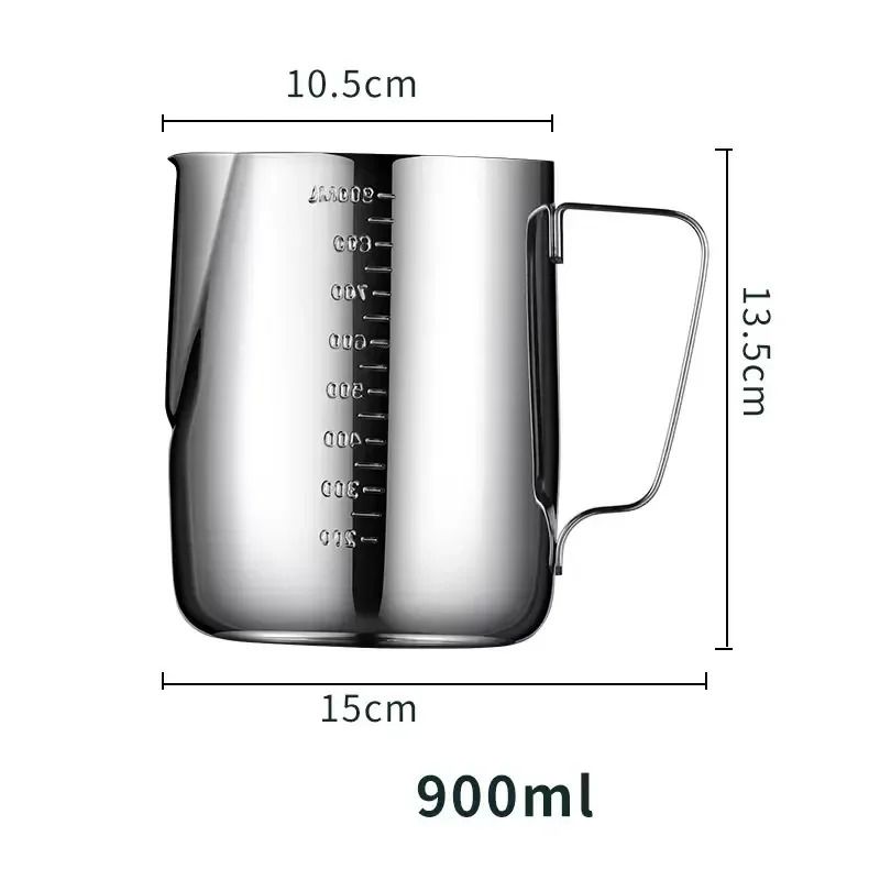 GENERICO - Jarra barista de acero con medición externa 900 ml