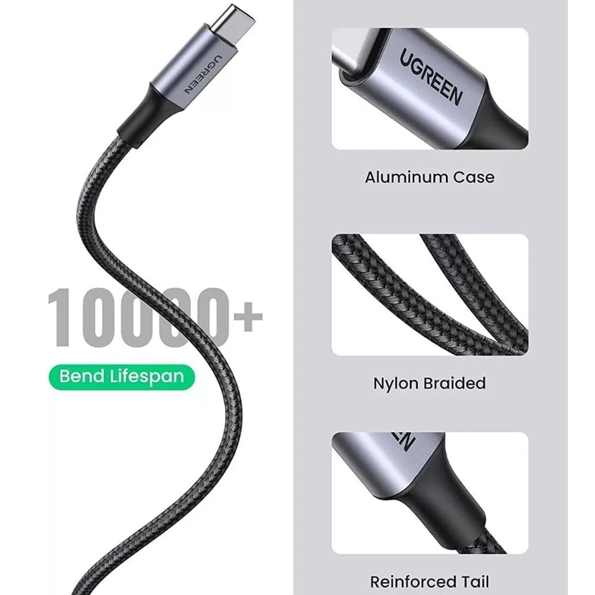 UGREEN - Cable USB a tipo C UGREEN 3A carga rápida 2 Metros QC 3.0 480Mbps