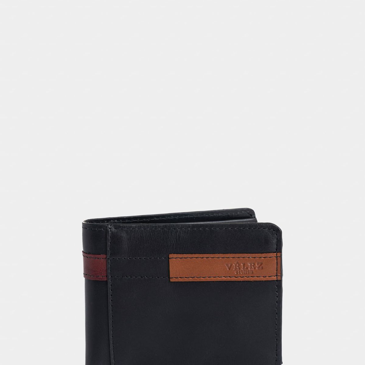 VELEZ - Vélez Billetera De Cuero Leather Contrastes Negro