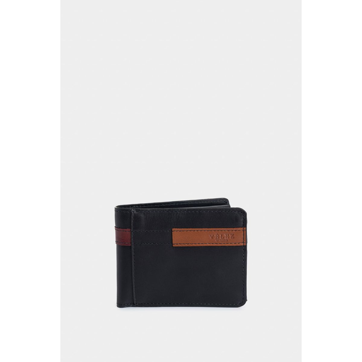VELEZ - Vélez Billetera De Cuero Leather Contrastes Negro
