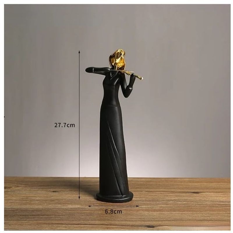 GENERICO - Adorno figura decorativa musico de violin color negro y dorado