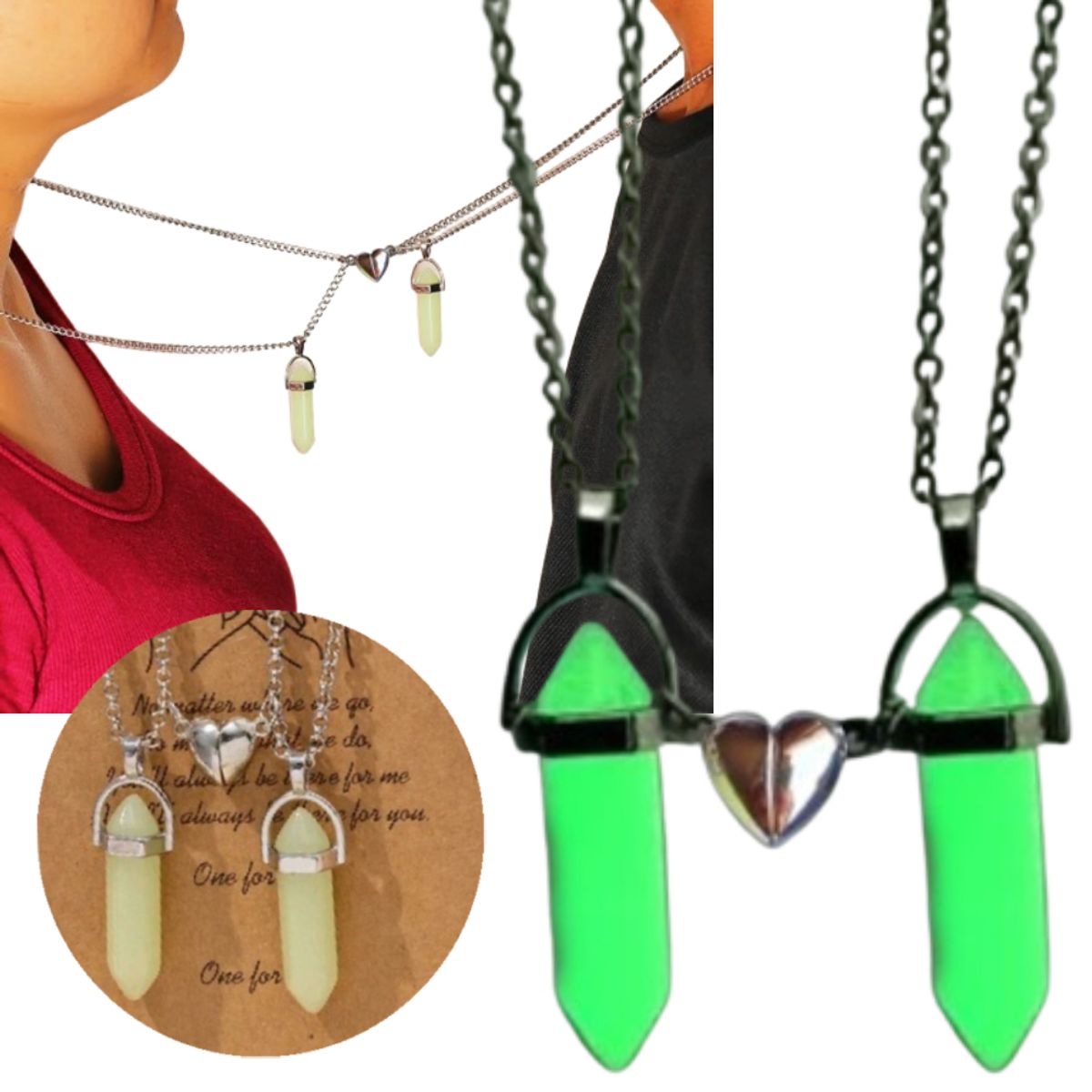 NO LOGO - Collar De Pareja Fosforecente Regalo Novio Enamorado