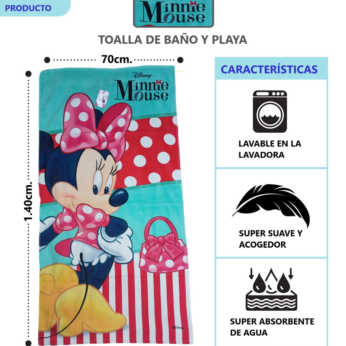 DISNEY - TOALLA DE BAÑO DISNEY 100 % ALGODÓN