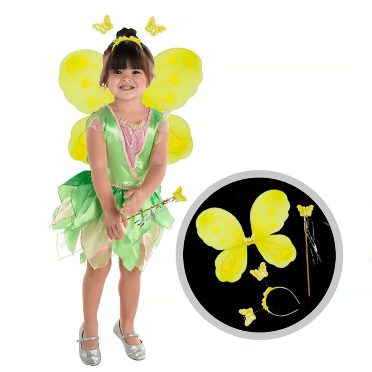 GENERICO - Alitas Mariposa Incluye Alita- Diadema - Varita AMARILLO