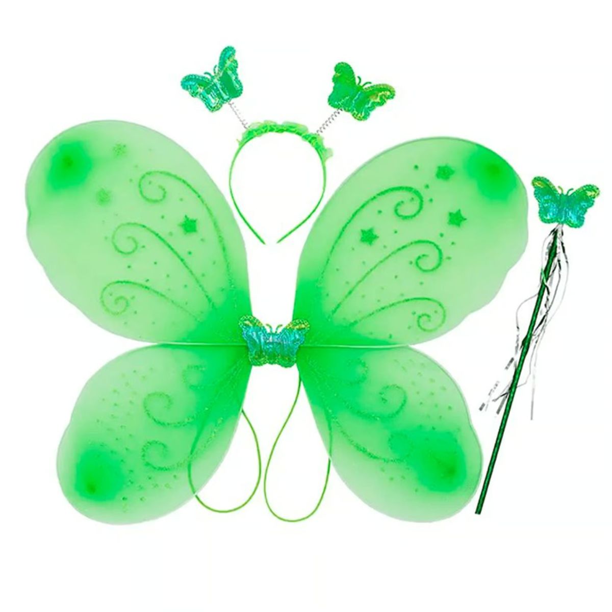 GENERICO - Alita Mariposa Incluye Alita -Diadema - Varita Verde