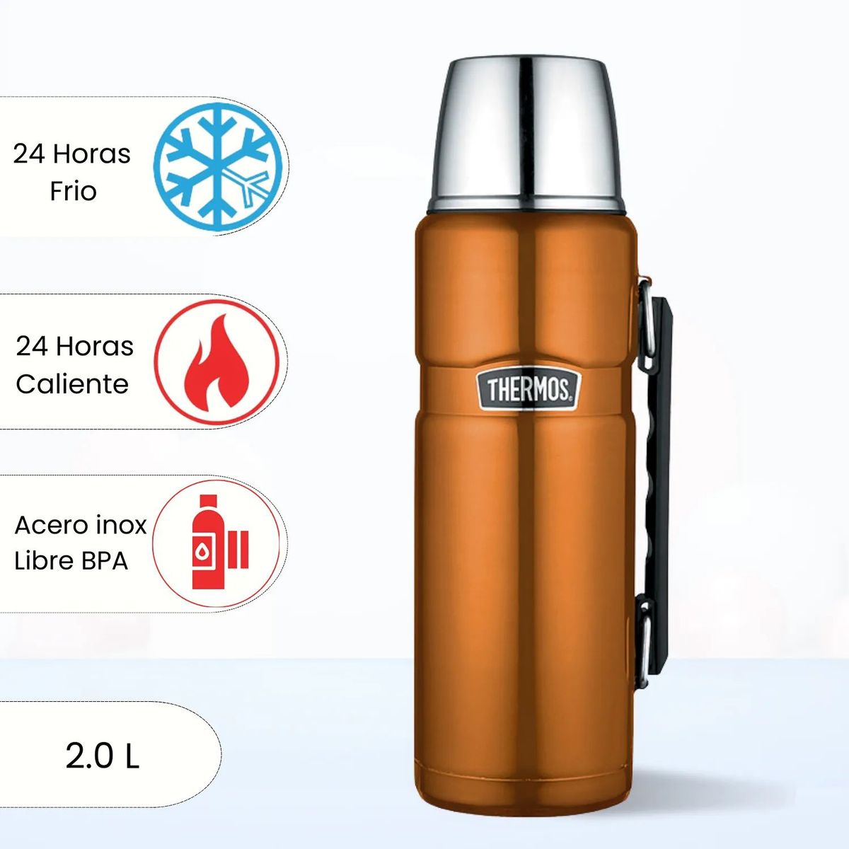 THERMOS - Termo de Bebida King 2.0 LT Dorado. 24 horas Caliente.