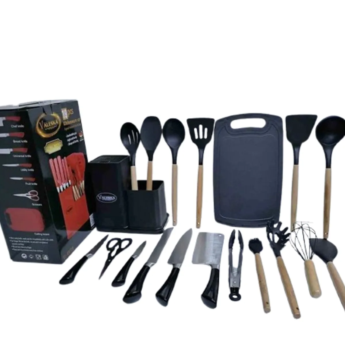 VALESKA - UTENSILIOS DE COCINA VALESKA NEGRO 19 PIEZAS