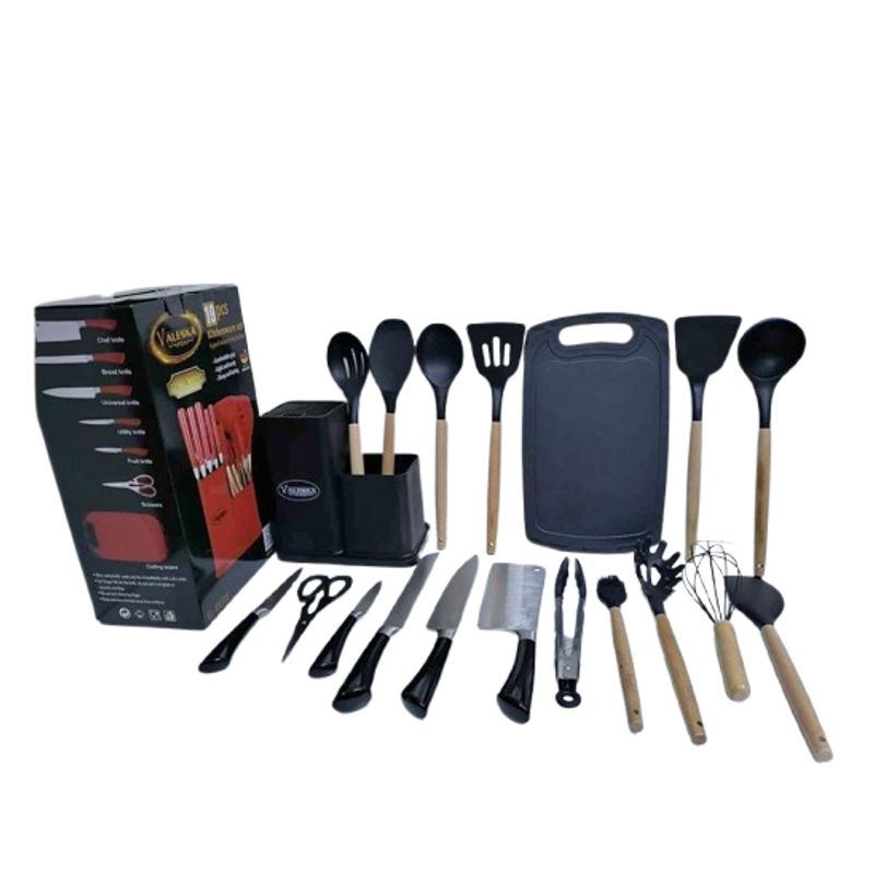 VALESKA - UTENSILIOS DE COCINA VALESKA NEGRO 19 PIEZAS
