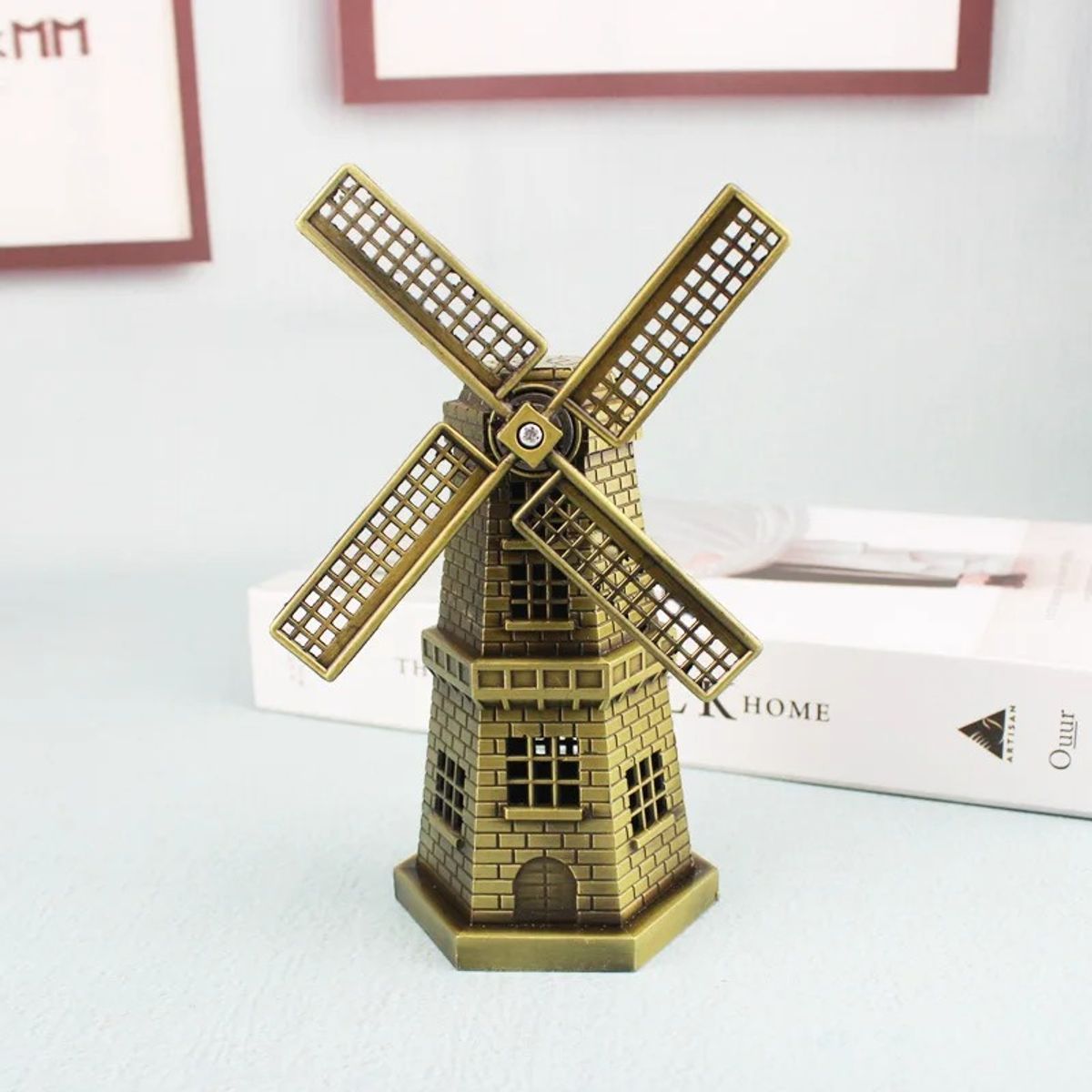 GENERICO - Molino de Viento Holandés Decorativo en Metal para Hogar u Oficina