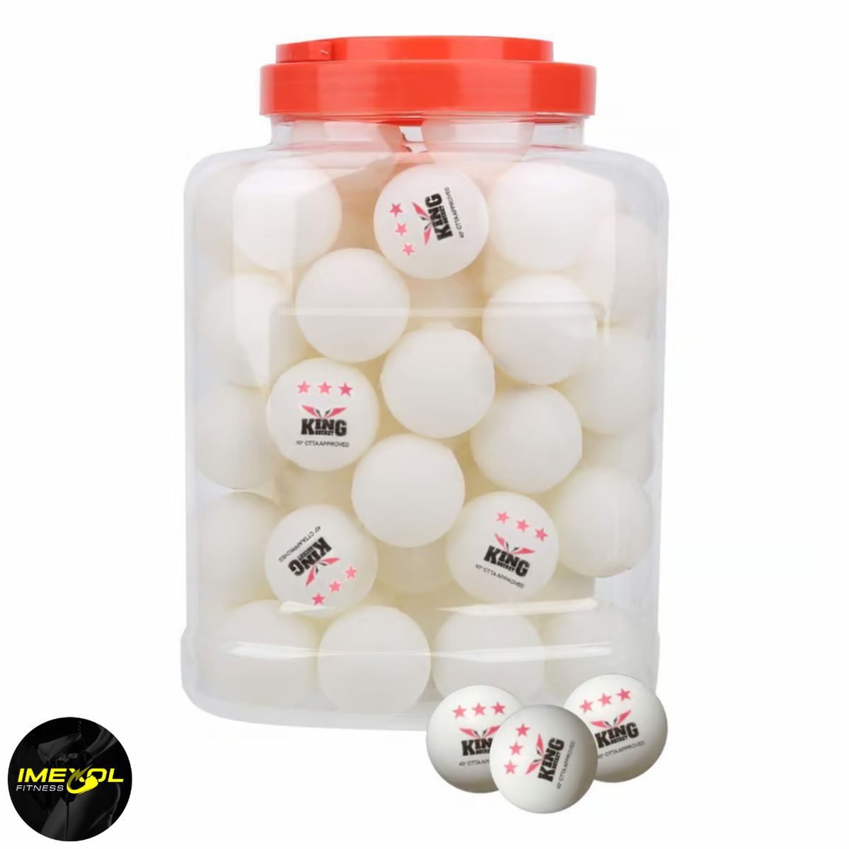 KING - Pelotas de Ping Pong Frasco 60 UNID – Tres Estrellas Blanco